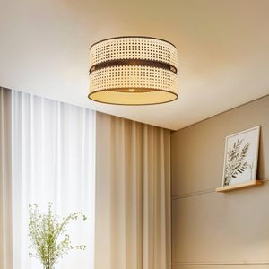 Duolla Plafondlamp Duo, rotan, Ø 40cm, beige/zwart