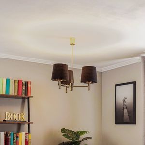 Argon Kroonluchter Polo, 3-lamps, zwart/messing donker