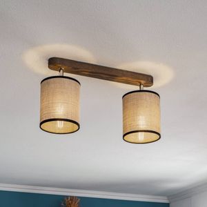 BRITOP Plafondspot Tubo, dennenhout, beige, 2-lamps