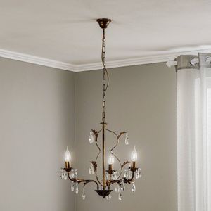 ONLI - Kroonluchter Teresa - Antiek Brons - K9-Kristalglas - 3-Lamps