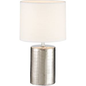 FISCHER & HONSEL Tafellamp Prata, cilindrisch, wit/zilver