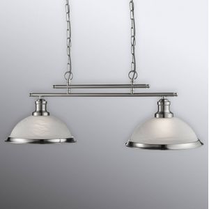 Searchlight Glazen hanglamp Bistro, 2-lamps, zilver