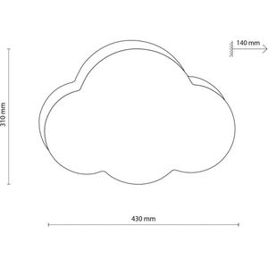 TK Lighting Plafondlamp Cloud, roze, 43 cm lang, textiel, wolk, E27