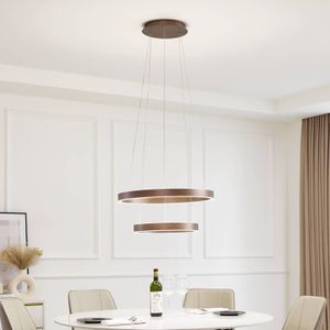 Slimme hanglamp Yonam Lucande, dimbaar, bruin / roest, Woon-/ Eetkamer, Aluminium, Modern, Slimme hanglamp