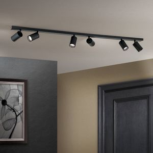 ORION Plafondspot Sean 6-lamps, zwart Sean, dimbaar, zwart, Woon-/ Eetkamer, Aluminium, halogeen spot