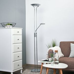 Lindby Aras - LED vloerlamp met leeslamp, chroom
