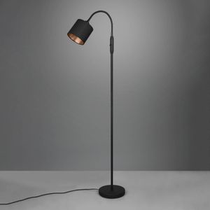 Reality Leuchten Tommy vloerlamp, zwart/goud, hoogte 130 cm, metaal/stof