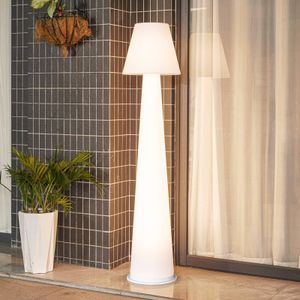 Lucande LED terraslamp Gauri, wit, 153 cm, IP44 Gauri Lucande, dimbaar, wit / opaal, Kunststof, Modern