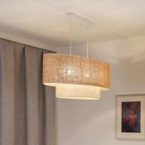 Euluna hanglamp Boho jute, naturelbruin/wit, lengte 80 cm