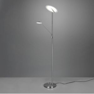 Trio Lighting LED vloerlamp Brantford, leeslamp nikkel mat