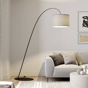 Booglamp - vloerlamp Alice Nowodvorski Lighting, alu / grijs / zink, Woon-/ Eetkamer, Textiel / Stof / Zijde, Modern, booglamp