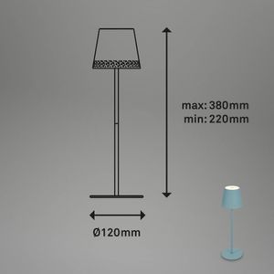 Briloner LED tafellamp Kiki met accu 3.000K, duifblauw