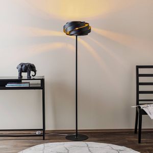 Domiluce Vento vloerlamp, zwart, metaal, E27, Ø 40 cm