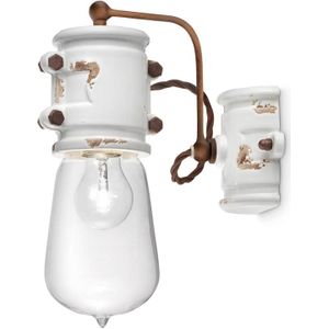 Ferroluce Witte wandlamp Nicolo in vintage stijl