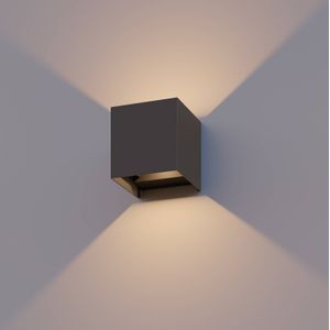 Calex LED buitenwandlamp Cub, Up, hoogte 10cm, antraciet