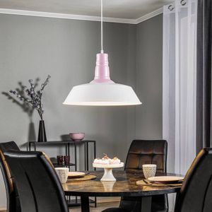 Eko-Light Hanglamp Enzo, industriële look, wit/pink