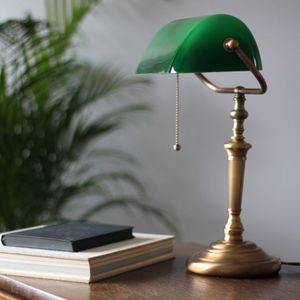 Steinhauer Bureaulamp Ancilla, glazen kap, brons/groen