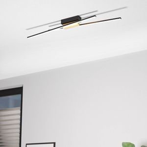 EGLO Panagria LED plafondlamp, zwart met houten detail