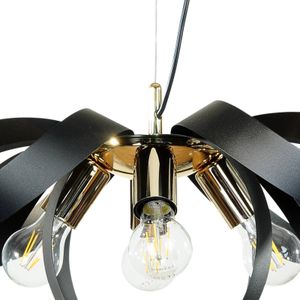 Euluna hanglamp Petla, zwart/goud, metaal, Ø 65 cm