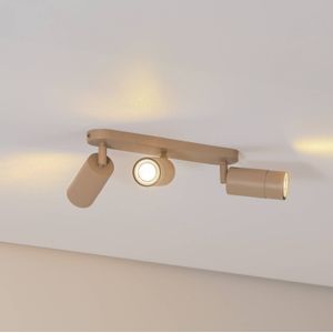 Plafondspot Link, beige, lengte 33 cm, 3-lamps. Link Luminex, dimbaar, crème / amber, Woon-/ Eetkamer, metaal, Modern, halogeen spot