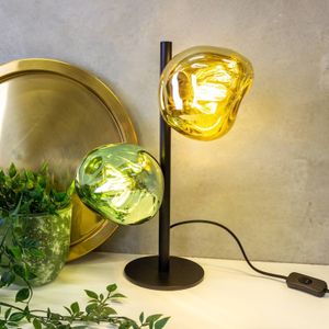 Eco-Light Canopus tafellamp goud/groen hoogte 40 cm 2-lamps glas E14