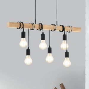 EGLO Hanglamp Townshend met hout 6-lamps