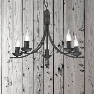 Lamkur Kroonluchter Kandela, 5-lamps, zwart