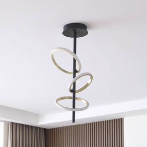 Lucande LED plafondlamp Madu, zwart, metaal, 75 cm hoog