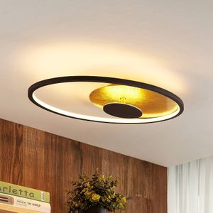 LED-plafondlamp Feival Lindby, dimbaar, bruin / roest, Woon-/ Eetkamer, metaal, Modern, LED plafondlamp