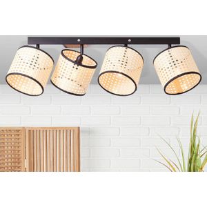 Brilliant Plafondspot Wiley met rotan, 4-lamps