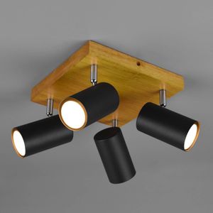 Trio Lighting Plafondspot Marley, mat zwart, 4-lamps