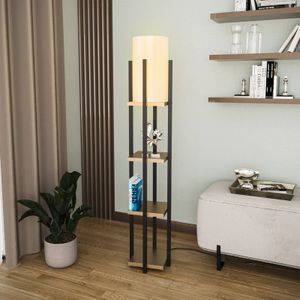 Opviq Vloerlamp 8115, zwart/goud/wit, metaal/canvas, hoogte 130cm