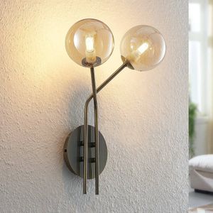 Lucande Wynona wandlamp, 2-lamps, oudmessing