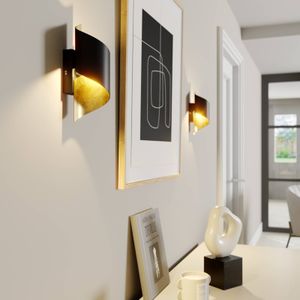 Lindby wandlamp Desirio, set van 3, zwart, goudkleurig, G9