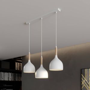 Luminex Noak hanglamp 3-lamps lang wit/hout naturel