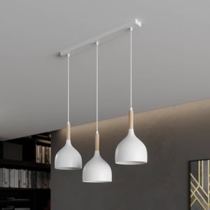 Luminex Noak hanglamp 3-lamps lang wit/hout naturel
