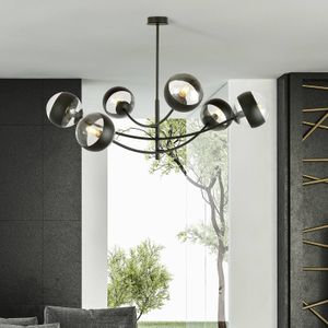 EMIBIG LIGHTING Hunter plafondlamp, zwart/helder, 6-lamps