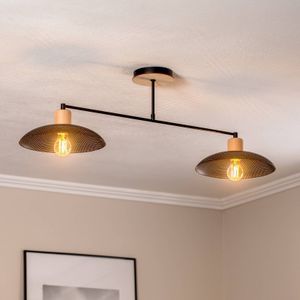 EMIBIG LIGHTING Kobe plafondlamp, 2-lamps, staal, hout, zwart