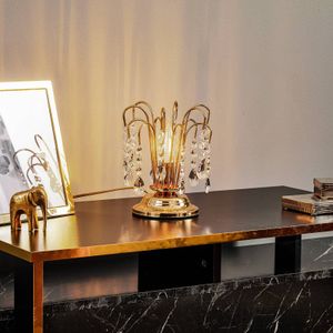 ONLI Pioggia tafellamp met kristallen regen, 26cm, goud