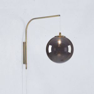 Markslöjd Wandlamp Dione met stekker, messing/rookgrijs