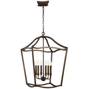 Feiss LED Pendelarmatuur Yarmouth | 6X E14 Max 60W | Dimbaar | Painted Aged Brass