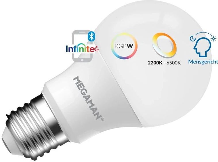 10x Megaman E27 LED Lamp | 8W RGBW 220V/240V | Dimbaar | MM11535