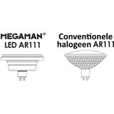 Megaman GU10 AR111 LED Spot | 11W 2800K 220V/240V  | 928 24°/45° Ø111mm Dimbaar | MM09934