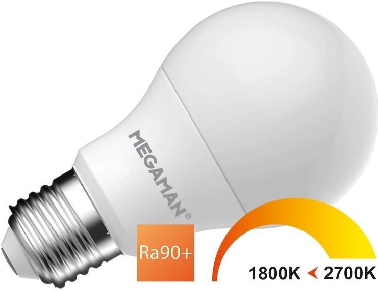 10x Megaman E27 LED Lamp | 8.2W 1800K/2700K 220V/240V | 918/927 Dimbaar | MM11076
