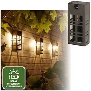 <p>Deze roestvrijstalen Oregon LED-tuinlamp van Luxform is een prachtige toevoeging aan elke muur. Met de solar intelligente hybride technologie kan de lamp eenvoudig worden gemonteerd met slechts twee schroeven en pluggen. De lamp heeft een lens van echt glas en een warmwitte filament LED, waardoor hij een sfeervol licht verspreidt.</p>
<p>De sensorlamp brandt standaard met een lichtstroom van 10 lumen. Wanneer de bewegingssensor geactiveerd is, schakelt de lamp over naar een helderheid van 50 lumen gedurende 30 seconden. Dit maakt de lamp ideaal voor bij de voor-/achterdeur en de schuur, waar extra licht nodig kan zijn.</p>
<p>De Luxform intelligente hybride solarlampen zijn van hoogwaardige kwaliteit en maken gebruik van hybride technologie voor intelligent energiebeheer. Hierdoor worden de voordelen van zonne-energie en betrouwbaarheid van licht het hele jaar door gecombineerd. Bovendien hebben alle solarlampen uit de Luxform intelligente hybride serie een autonoom systeem dat de opgeslagen energie gelijkmatig verdeelt over 8 branduren.</p>
<p>In de winter kan de solarverlichting worden ingesteld op 50% van de lichtstroom/helderheid, zodat de lamp voldoende energie heeft om je tuin te verlichten, zelfs op bewolkte dagen. Als de lamp op een minder zonnige plek wordt gemonteerd, kan deze in 120 minuten worden opgeladen met de meegeleverde USB-kabel.</p>
<p>De Luxform Lighting solarverlichting is de snelste, veiligste en gemakkelijkste manier om 's avonds een aangename sfeer in je tuin te creëren. Elke buitenlamp bevat een zonnepaneel dat zonlicht omzet in elektrische energie, die 's avonds wordt gebruikt om de lamp van stroom te voorzien. Plaats de lamp overdag op een zonnige plek voor optimale oplading van de accu.</p>
<ul>
  <li>Kleur: antraciet</li>
  <li>Materiaal: roestvrij staal en glas</li>
  <li>Afmetingen: 8 x 5,5 x 18 cm (B x D x H)</li>
  <li>LED-tuinlamp op zonne-energie met infrarood bewegingssensor</li>
  <li>Inclusief lichtbron 1 x filament LED</li>
  <li>Lichtstroom (zomer): 10 / 50 lm (stand-by/geactiveerd)</li>
  <li>Lichtstroom (winter): 10 / 25 lm (stand-by/geactiveerd bij 50% modus)</li>
  <li>PIR stand-by infraroodsensor: schijnt helderder (50 lm) tot 30 sec</li>
  <li>Aan/uit-schakelaar</li>
  <li>Met polykristallijn zonnepaneel</li>
  <li>Schakelt automatisch in bij schemering</li>
  <li>Brandtijd: 8 uur</li>
  <li>IP-beschermingsklasse: IP 33</li>
  <li>Oplaadtijd: 120 min (via USB)</li>
  <li>Vereiste accu: 1 x 14.500 Li-ion, 3,7 V, 600 mAh oplaadbare accu (inbegrepen)</li>
  <li>De levering bevat: 1 x 1,5 m USB-kabel</li>
</ul>