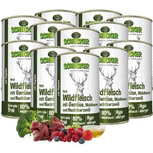 Schecker hondenmenu - wild met groente, bosbessen en teunisbloemolie 12 x 410g