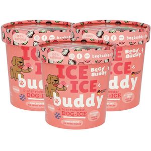 ICE ICE Buddy hondenijs kokos-aardbei 3 stuk