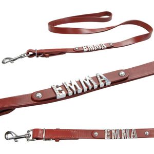 MyName leren riem, rood 120 cm x 20 mm Lettertype: Cowboy