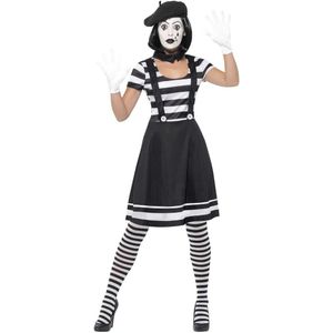 Zwart en wit mime kostuum met schmink voor vrouwen