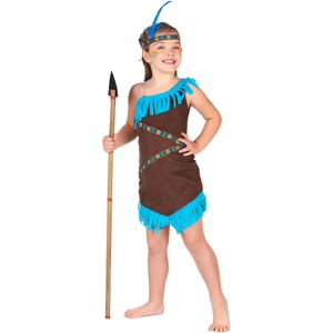 Bruine met blauwe indianen outfit voor meisjes